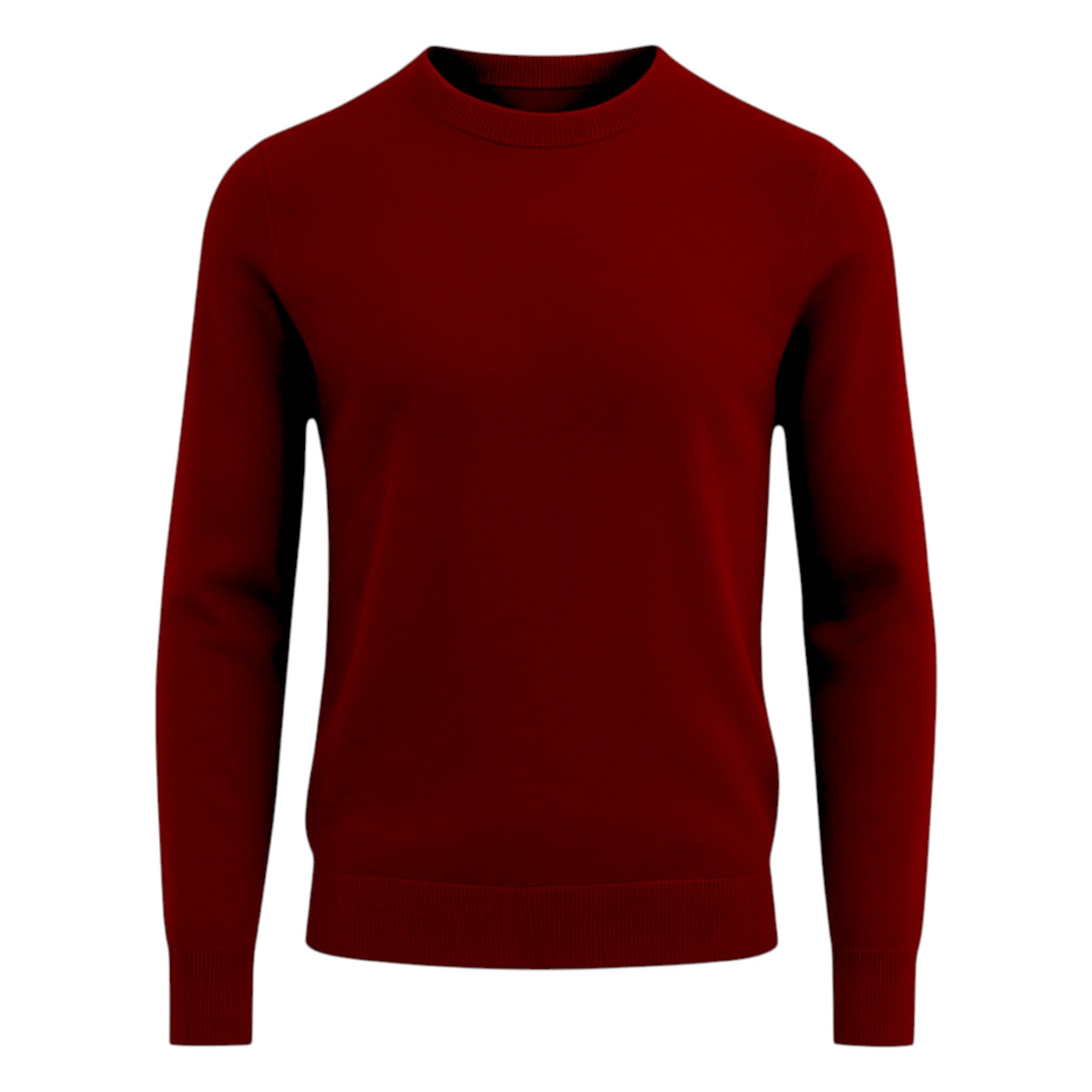 Men’s classic burgundy round neck jumper – soft knit pullover sweater with long sleeves